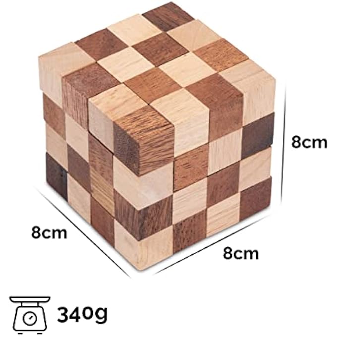SNAKE CUBE 4 X 4 SIZE L - 8 X 8 X 8 CM - SNAKE CUBE - CUBE SNAKE - 3D PUZZLE - THINKING GAME - PUZZLE GAME - PATIENCE GAME - LOGIC GAME MADE OF FINE WOOD - Image 3